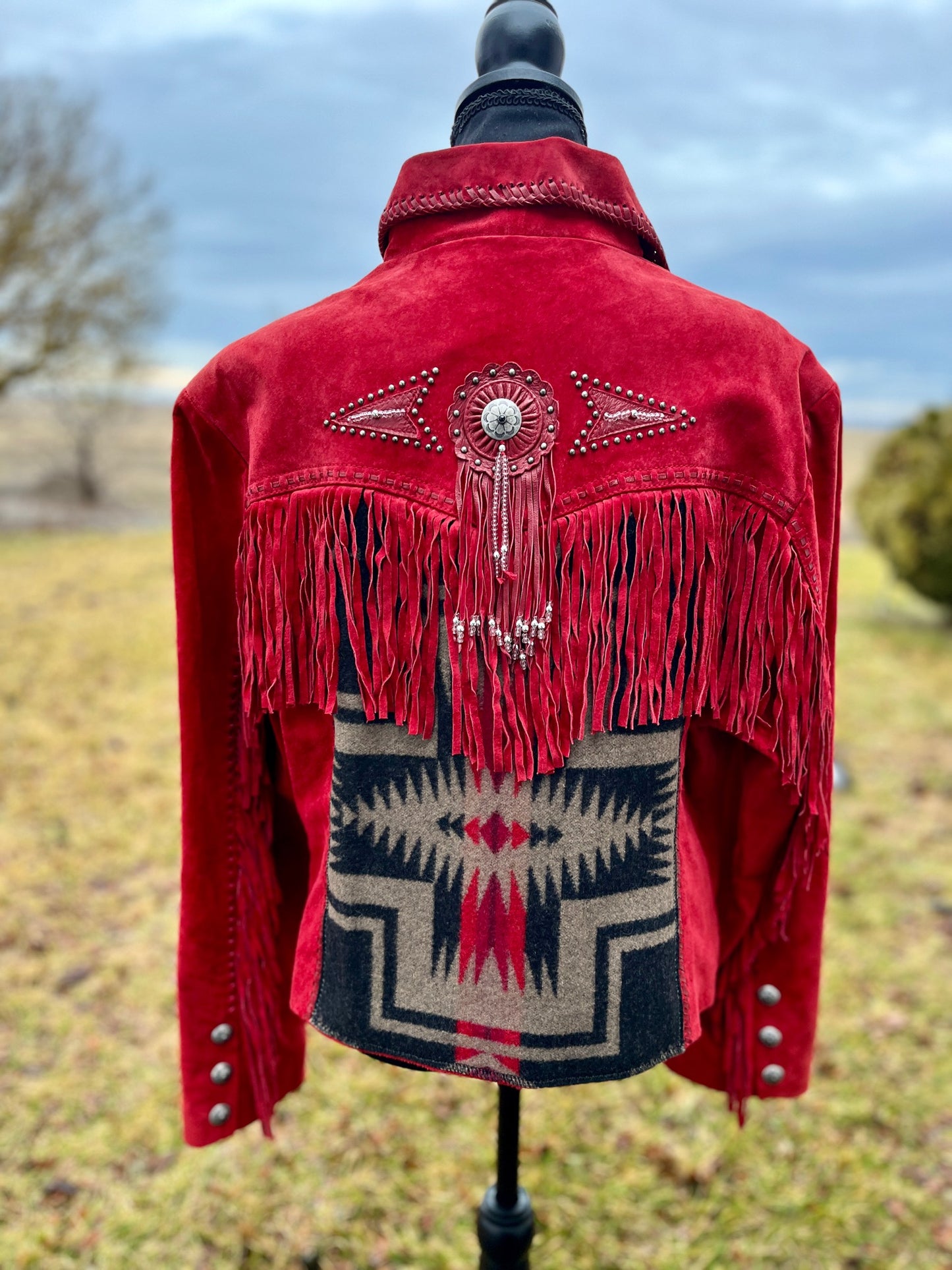 Custom Fringe Leather Jacket - Size 2X