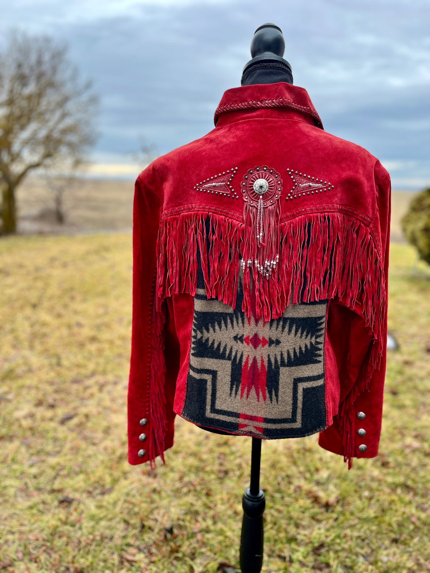 Custom Fringe Leather Jacket - Size 2X