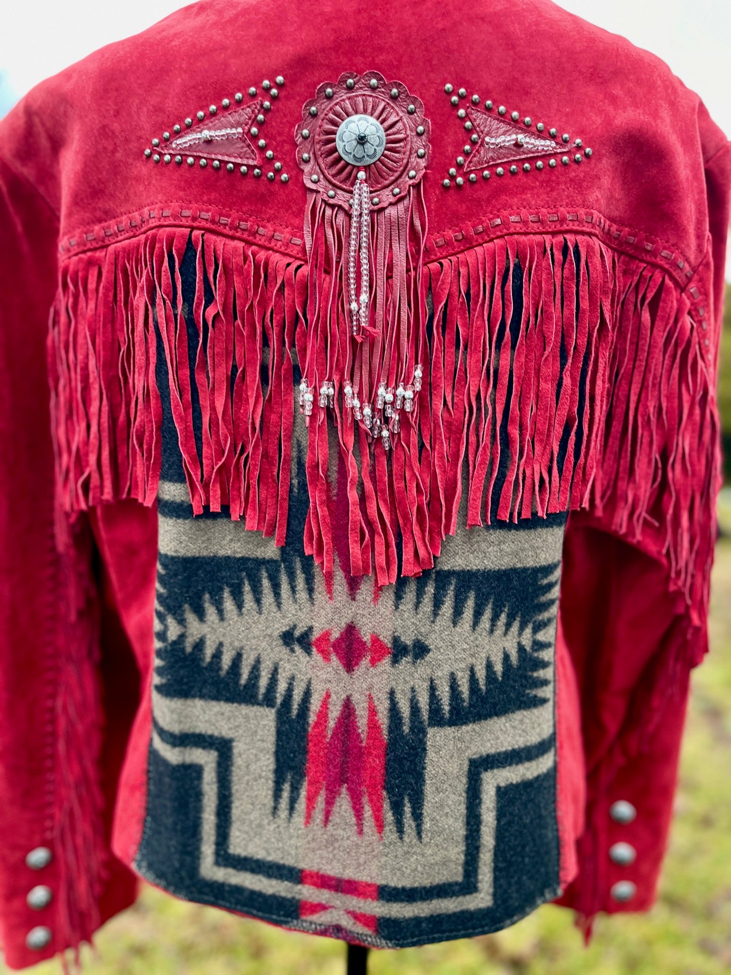 Custom Fringe Leather Jacket - Size 2X