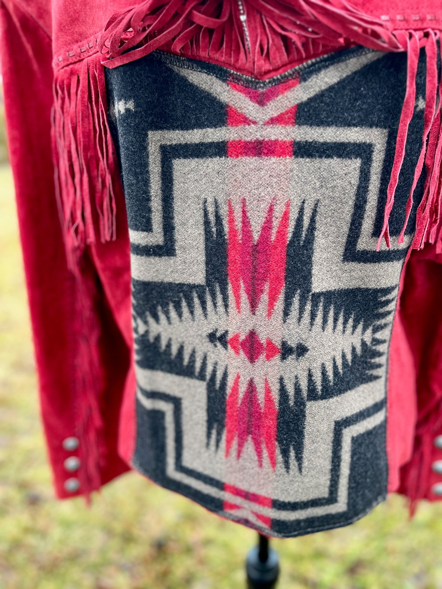 Custom Fringe Leather Jacket - Size 2X