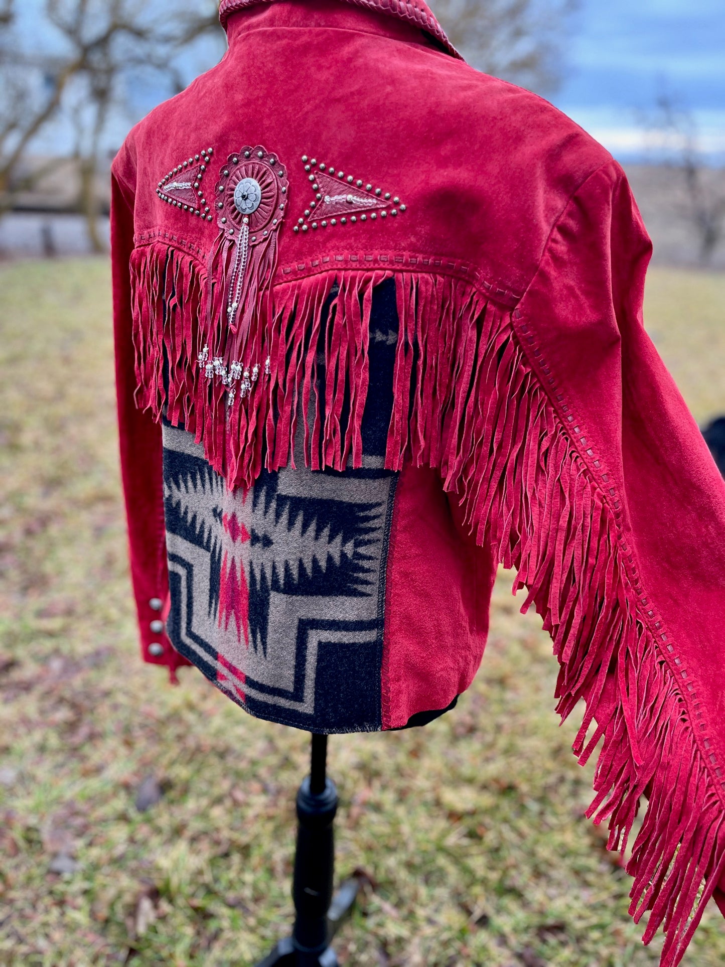 Custom Fringe Leather Jacket - Size 2X