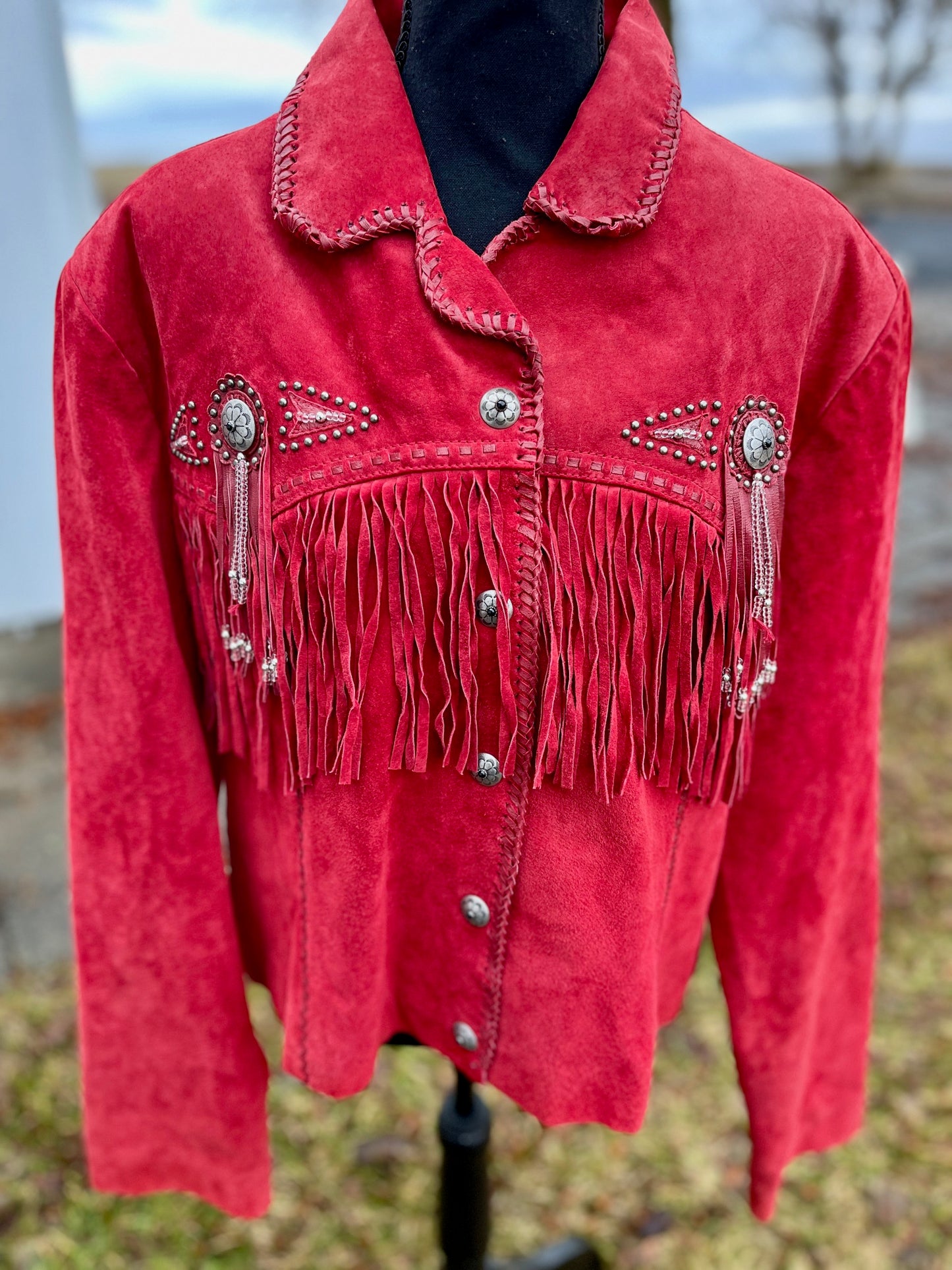 Custom Fringe Leather Jacket - Size 2X