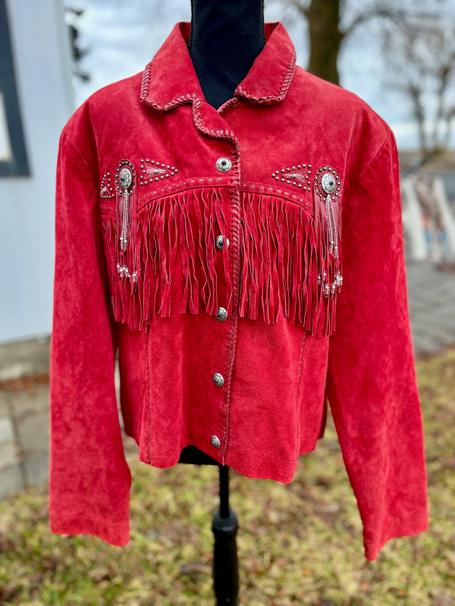 Custom Fringe Leather Jacket - Size 2X