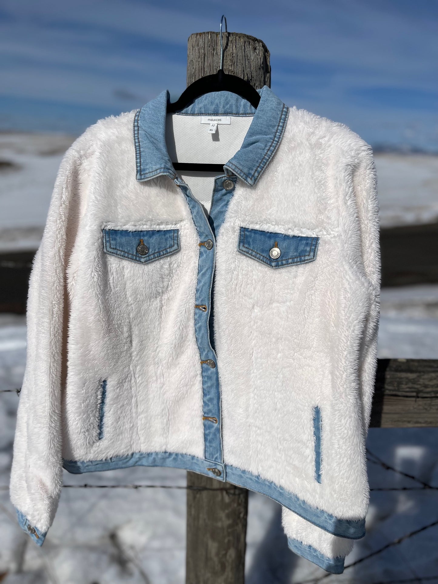 Denim Trim Sherpa Jacket - Women's Large