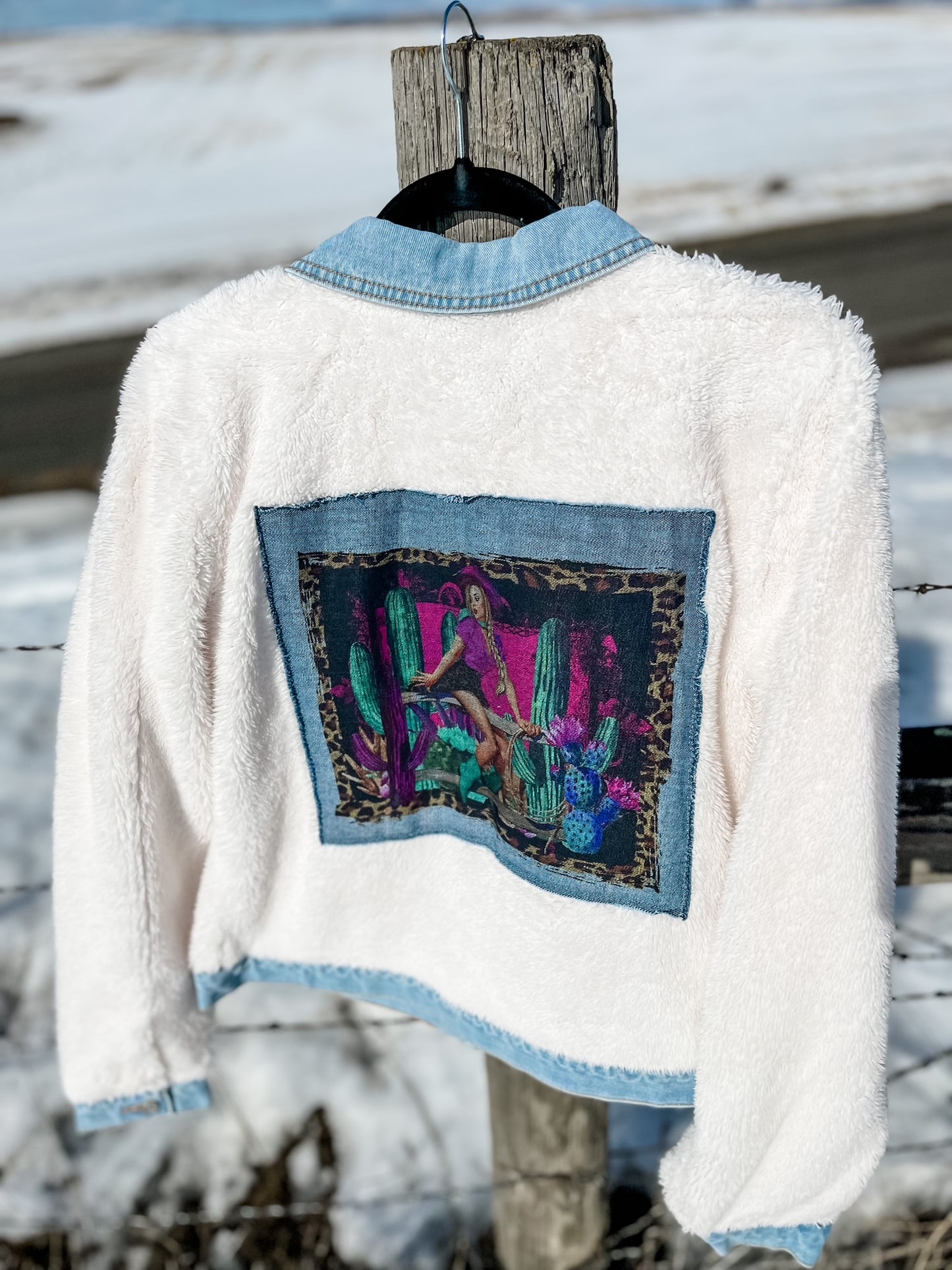 Denim Trim Sherpa Jacket - Women's Large