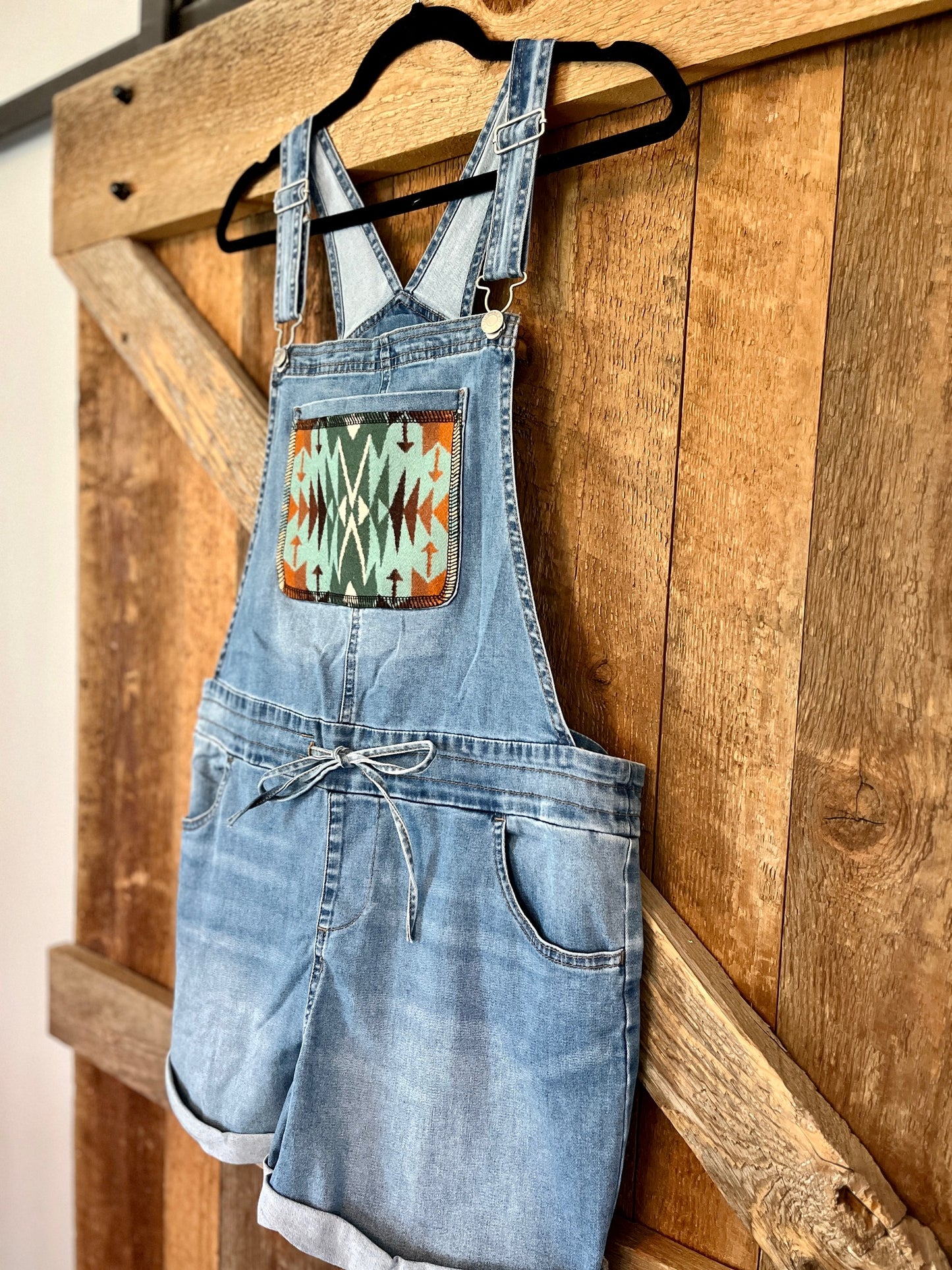 Denim Overall Shorts - Size Small