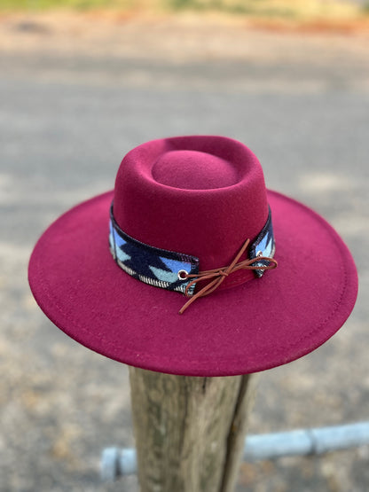 Maroon Hat w/ Reversible Wool Band