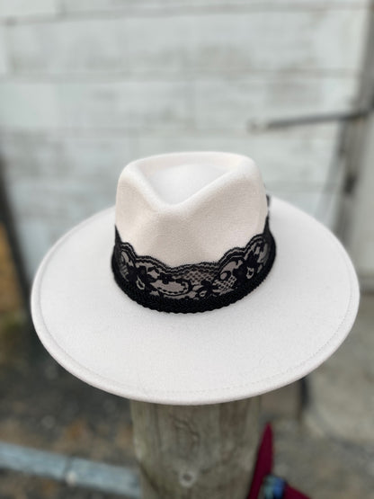 Ivory Hat w/ Lace Band