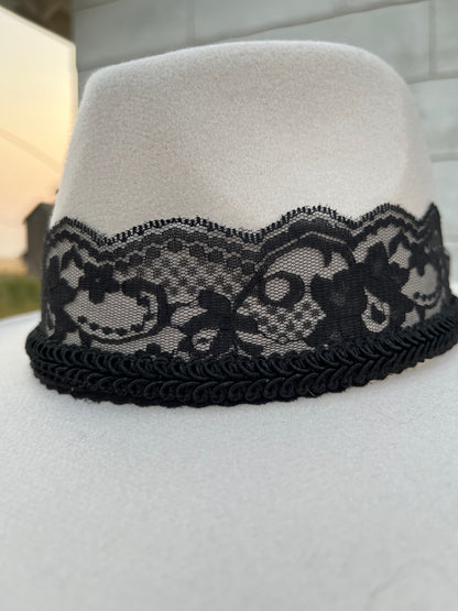 Ivory Hat w/ Lace Band