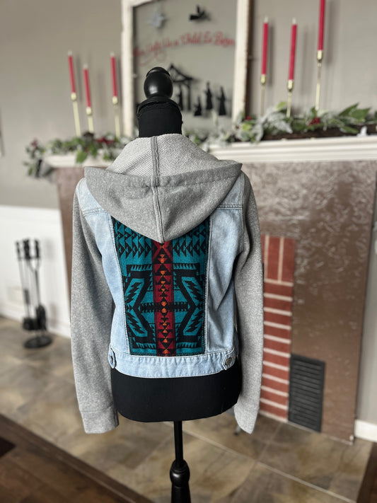 Hooded Sweatshirt Denim Jacket - Women's XS/S