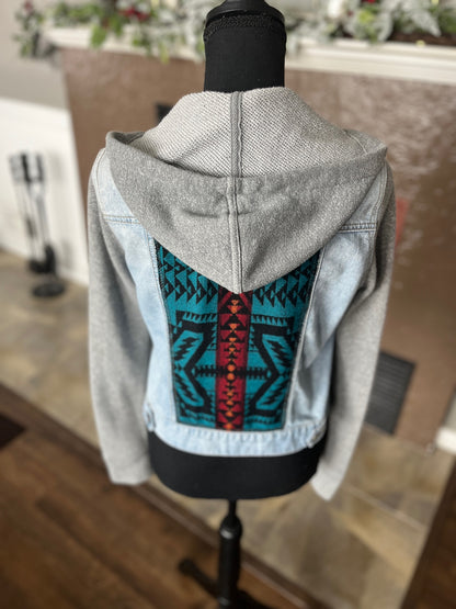 Hooded Sweatshirt Denim Jacket - Women's XS/S