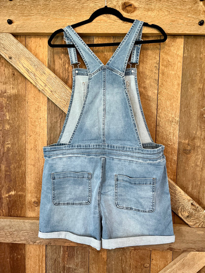 Denim Overall Shorts - Size Large
