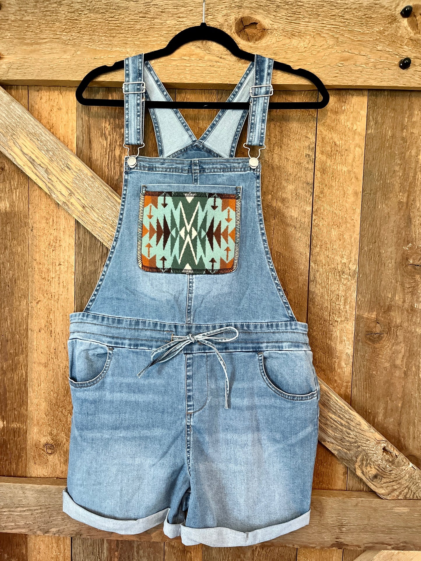 Denim Overall Shorts - Size Small