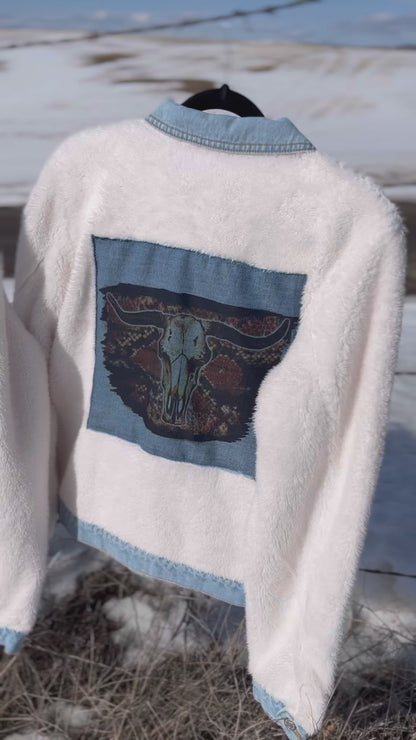 Denim Trim Sherpa Jacket - Women's Medium