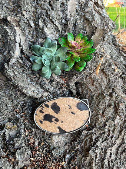 Acid Wash Cowhide Belt Buckle