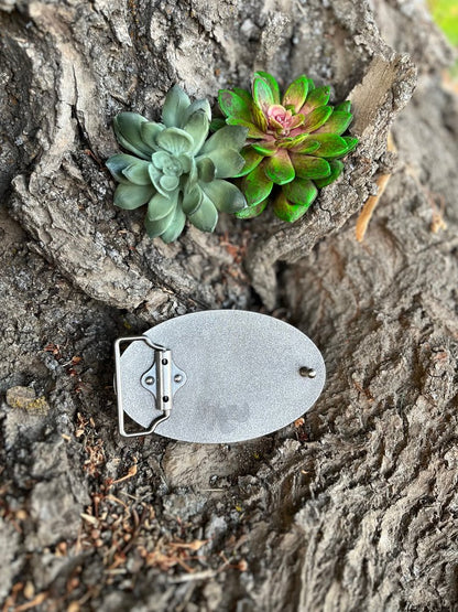 Acid Wash Cowhide Belt Buckle