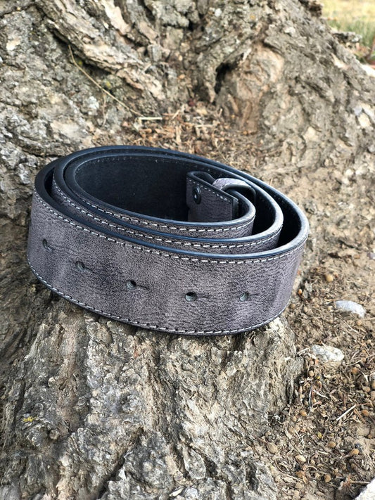 Grey Leather Snap Belt