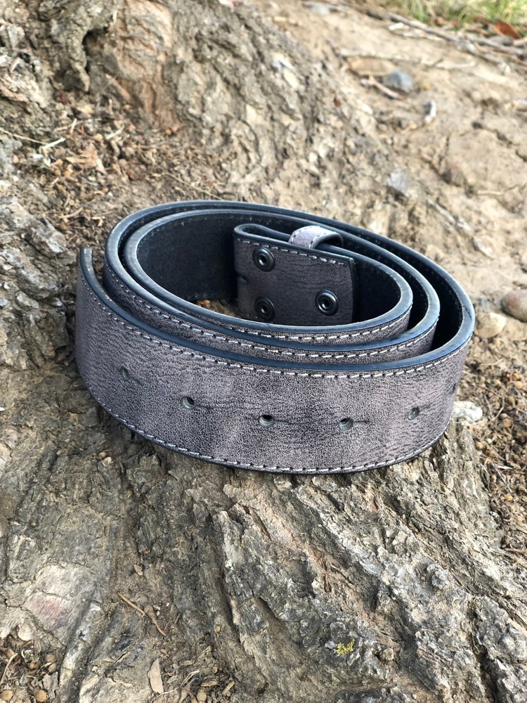 Grey Leather Snap Belt